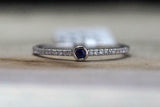 0.5ct Round Cut Blue Sapphire Engagement Ring 14k White Gold Over Diamond Accent