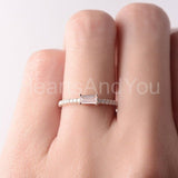 1ct Baguette Cut Simulated Morganite Round Accents Ring 14k Rose Gold Plated