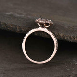 2ct Engagement Ring Oval Cut Peach Morganite Round Accent Halo 14k RoseGold Over