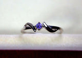 0.25ct Engagement Ring Round Cut Blue Tanzanite Swirl Twist 14k WhiteGold Finish