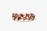 2.2ct Wedding Band Marquise Round Cut Pink Ruby Cluster 14k Rose Gold Finish