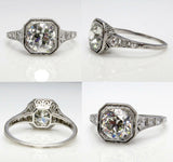 4Ct Round Cut Diamond Antique Vintage Engagement Ring 14K White Gold Finish