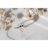 0.4ct Pear Simulated Diamond Hidden Halo Engagement Ring 14k Yellow Gold Plated