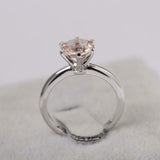 1.5ct Round Cut Morganite Classic 6 Prong Solitaire Ring 14k White Gold Finish