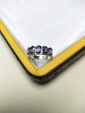 2.5ct Wedding Ring Band Oval Cut Purple Amethyst Five Stone 14k WhiteGold Finish