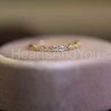 0.5ct Marquise Simulated Diamond Minimalist Wedding Band 14k Yellow Gold Plated