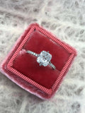 1.5ct Cushion Cut Diamond Accent Band Solitaire Engaged Ring 14k White Gold Over