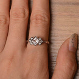 1.6ct Engagement Ring Princess Cut Morganite Stylish Floral 14k WhiteGold Finish
