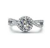 2.3ct Round Cut VVS1 Diamond Split Shank Engagement Ring 14k White Gold Finish