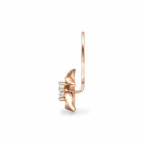 0.4ct Round Cut Diamond Floral Twist Nose Pin Ring Piercing 14k Rose Gold Finish