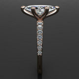 Round Accents Solitaire Engagement Ring 1.8ct Marquise Diamond 14k RoseGold Over