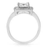 1.5ct Princess Cut Diamond Engagement Ring Halo Solitaire 14k White Gold Finish