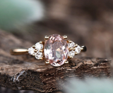 2ct Engagement Ring Oval Cut Morganite Round Diamond Accent 14k Yellow Gold Over