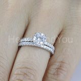 2.1ct Round Cut Moissanite Bridal Set Solitaire with Accent 14k WhiteGold Plated