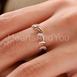 0.1ct Round Cut Moissanite Moon Crescent Engagement Ring 14k Rose Gold Plated