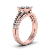 1ct Princess Diamond Split Shank Bridal Set Engagement Ring 14k Rose Gold Finish
