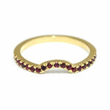 1ct Round Cut Pink Ruby Stackable Curved Crown Wedding Band 14k Yellow Gold Over