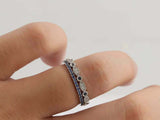 1.5ct Round Cut Blue Sapphire Wedding Bands Milgrain Eternity 14k WhiteGold Over