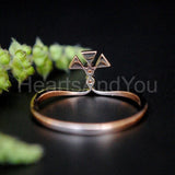 0.4ct Round Cut Moissanite Unique Geometric Engagement Ring 14K Rose Gold Plated