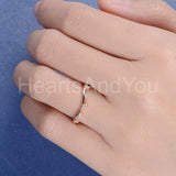 0.2ct Round Cut Moissanite Curved Minimalist Wedding Band 14k Rose Gold Plated