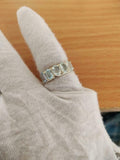 2.6ct Wedding Ring Band Oval Cut Blue Aquamarine Five Stone 14k WhiteGold Finish