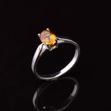 0.35ct Engagement Ring Oval Cut Yellow Citrine Solitaire 14k White Gold Finish