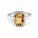 2.3ct Emerald Cut Simulated Citrine Halo Engagement Ring 14K Yellow Gold Plated
