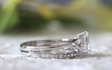3 Stone Bridal Set Engagement Ring 2ct Emerald Cut Diamond 14k White Gold Finish