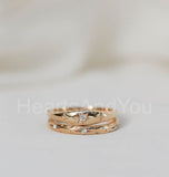 0.1ct Round Cut Moissanite Starburst Women Engagement Ring 14k Rose Gold Plated