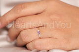 0.5ct Baguette Cut Simulated Amethyst Cluster Minimal Ring 14k Rose Gold Plated