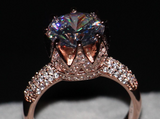 2ct Round Cut Diamond Engagement Ring 14k Rose Gold Finish Crown Fancy Wedding