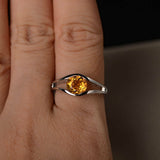 1ct Round Yellow Citrine Split Shank Promise Engagement Ring 14k White Gold Over