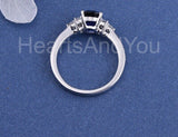 2.3ct Oval Cut Simulated Sapphire Solitaire Accents Ring 14k White Gold Plated