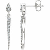 0.5ct Round Cut VVS1 D Diamond Pointed Drop Earrings Women 14k White Gold Finish