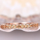 1ct Round Cut Yellow Citrine Half Eternity Wedding Band Ring 14k RoseGold Finish
