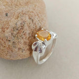 1.5ct Engagement Ring Oval Cut Yellow Citrine Partywear 14k White Gold Finish
