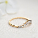0.2ct Round Cut Moissanite Curved Stacking Wedding Band 14K White Gold Plated