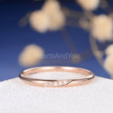 0.1ct Round Cut Moissanite Minimalist Women Wedding Band 14k Rose Gold Plated