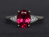 2ct Engagement Ring Oval Cut Pink Ruby Accents with Solitaire 14k WhiteGold Over