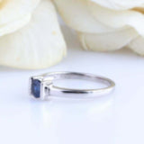 0.5ct Round Cut Blue Sapphire Tension Set Solitaire Ring 14k White Gold Finish