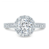 2.2ct Round Cut VVS1D Diamond Engagement Ring Halo Solitaire 18k White Gold Over