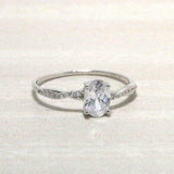 1ct Oval Cut Blue Aquamarine Engagement Ring Infinity Twist 14k White Gold Over