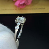 2.2ct Emerald Diamond Engagement Ring Five Stone Solitaire 14k White Gold Finish