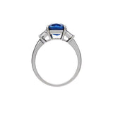 2ct Cushion Cut Blue Sapphire Engagement Ring Diamond Trilogy 14k WhiteGold Over