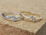 0.15ct Round Cut Moissanite Swirl Twist Engagement Ring 14k White Gold Plated
