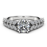 2.6ct Round Cut Diamond Engagement Ring 14k WhiteGold Finish Vintage Leaf Design