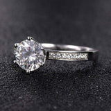 2.1ct Round Cut Diamond Engagement Ring Accents Solitaire 14k White Gold Finish