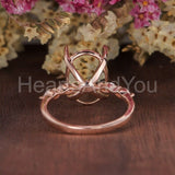0.3ct Oval Stone Ring Setting Round Simulated Semi Mount 14k Rose Gold Plated