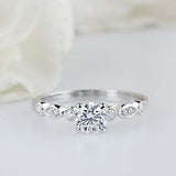 1.6ct Round Cut Diamond Milgrain Solitaire with Accent Ring 14k WhiteGold Finish