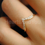 0.15ct Round Cut Moissanite Chevron Tiara Wedding Band 14K Yellow Gold Plated